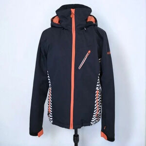 Roxy Black and Orange Jacket with White Zig Zag Stripes - Size Large